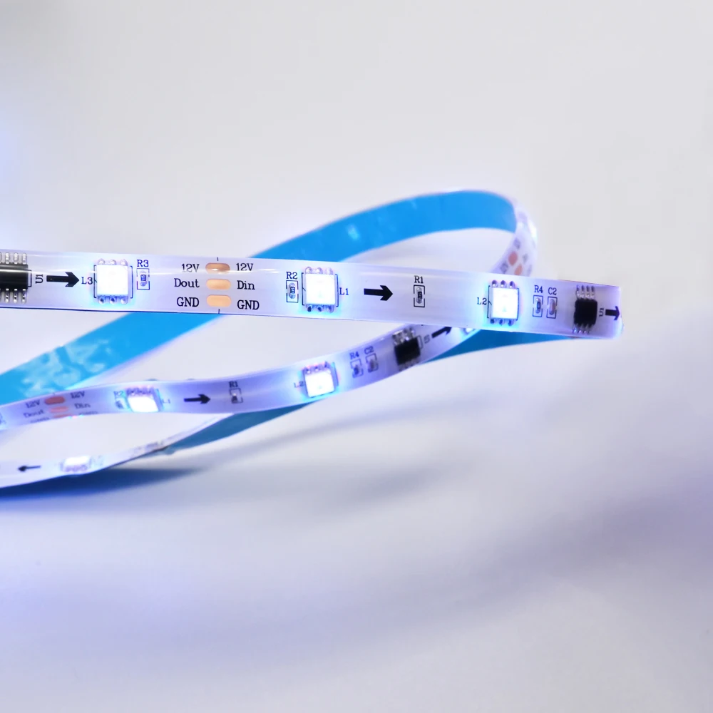 RGBIC LED Strip Ambience Light Kit WIFI Blue Tooth Smart APP Control Color Segment 12V WS2811 5M 10M Waterproof RGB Strip Lights