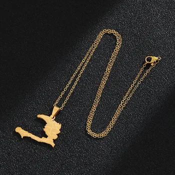 Pendentif Carte Haïti Plaqué Or 18 Carats 750/000 - Neuf Avec étiquettes, Bijou Mixte Garanti