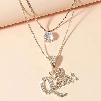 Obei Customized Queen Metal With Crystal Necklace Fashion Jewelry