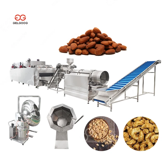 GELGOOG Automatic Peanut Almond Cashew Roasting Seasoned Nuts Roasting Processing Line