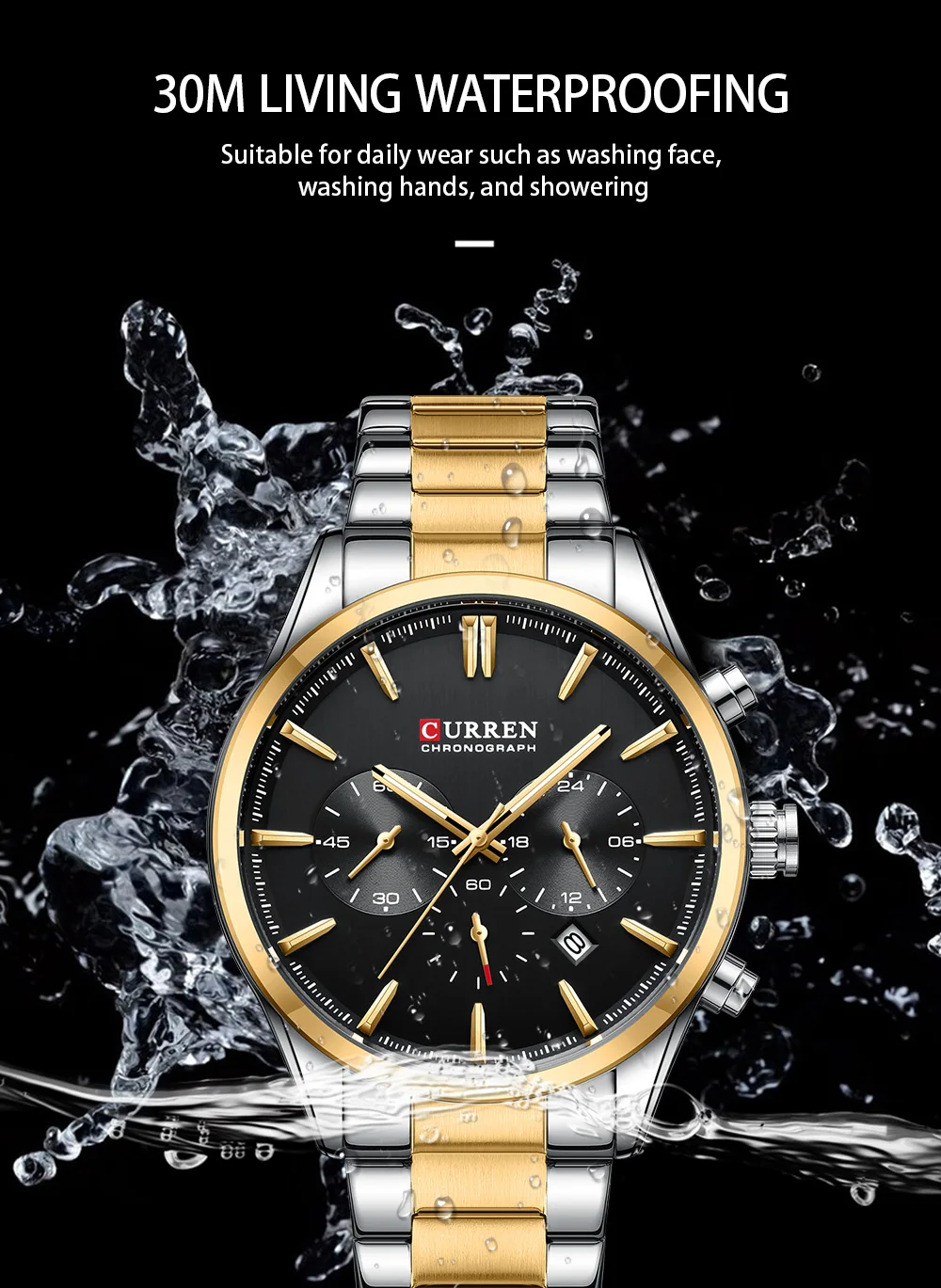 8446 Новые Роскошные Кварцевые наручные часы с хронографом, повседневные спортивные многофункциональные часы из нержавеющей стали