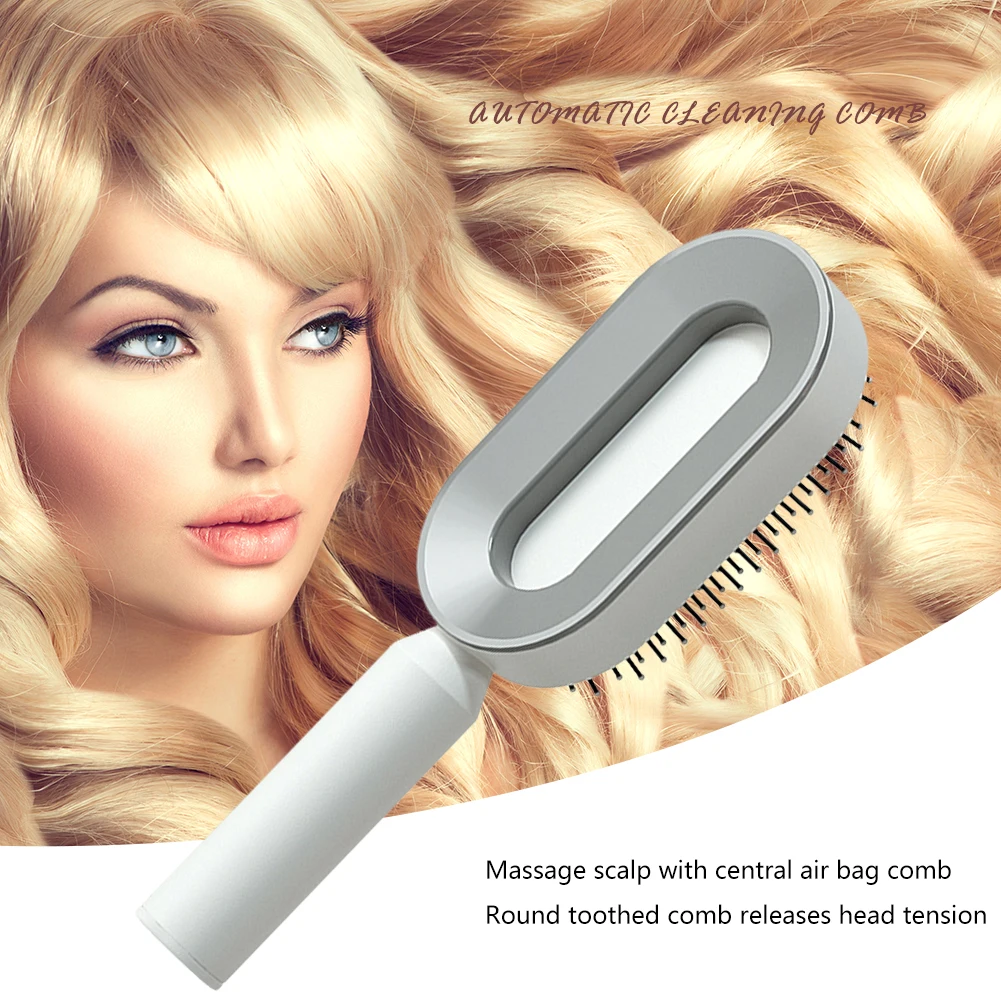 Massage Comb Hair Brush Air Cushion One Key Self Cleaning Hair Comb Professional Detangling 0136