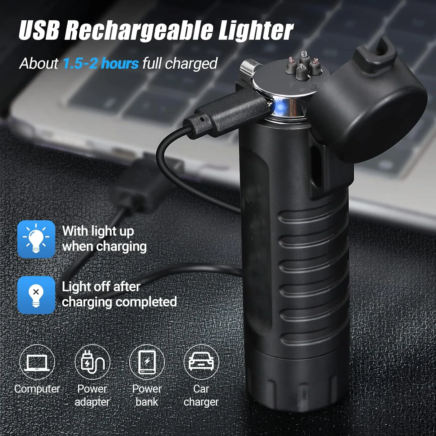 Windproof Arc Lighter Electric Lighter and LED Flashlight