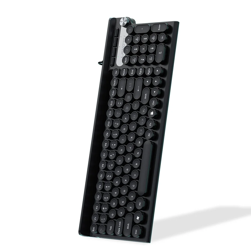 Keyboard Mouse Combos Round Keycaps Retro Punk Typewriter Style Silent USB Wired Gaming Keyboard for PC Laptop Desktop Computer