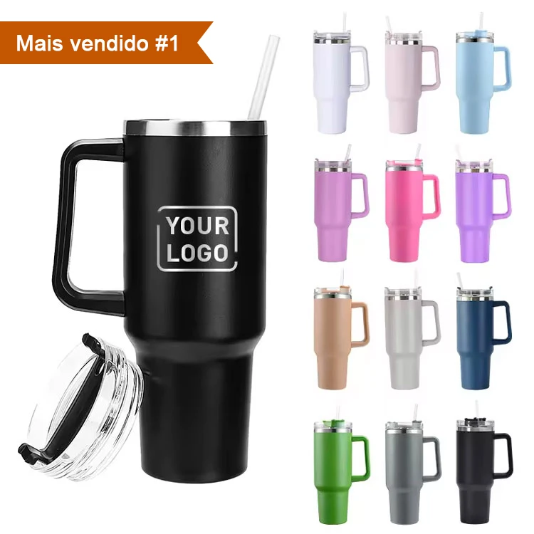 Custom Logo Print Coated Stainless Steel 40OZ Travel Mug Tumbler Cup ...