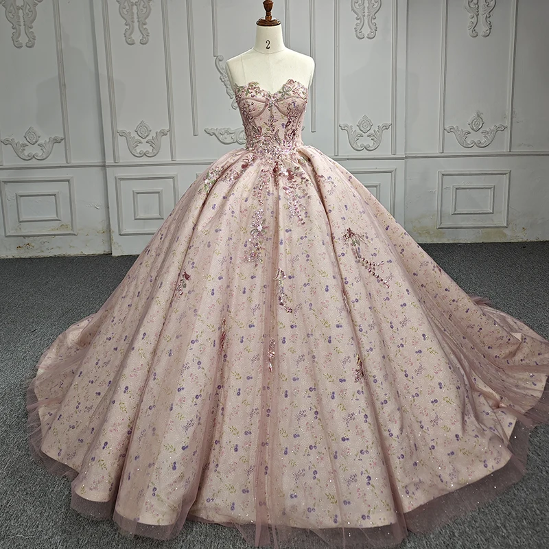 Wholesale Princess Ball Gown 15 Year Old Quinceanera Dresses Long Train Ball Gown Celebrity Birthday Party,1 Piece