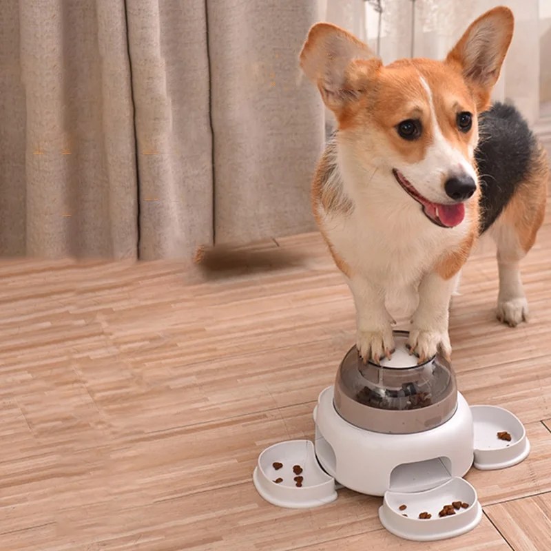 Dog Food Feeder Interactive Button Trigger Dogs Puzzle Treat