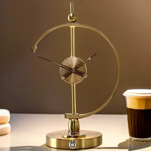 Home Decor Bedroom Living Room Bedside bar Wood Clock Table Light Led Desk Lamp with Wireless Charger