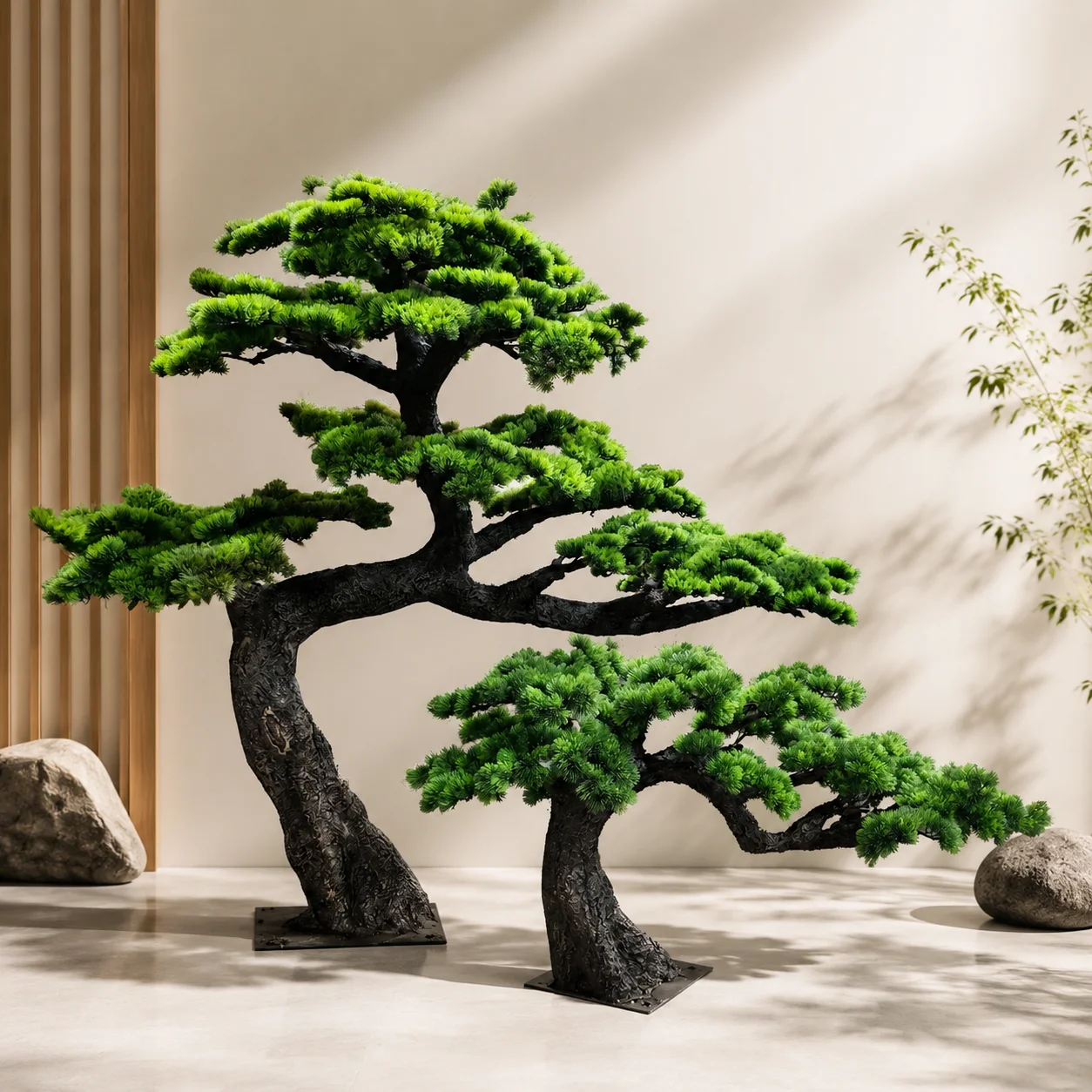 Custom 100% Handmade 2m*2m Fake Big Bonsai Tree Artificial Green 2 Cypress Pine Tree for Indoor Home Interior Decor