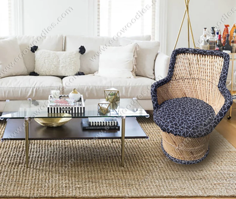 Modern Natural Bamboo Handmade Chair With Black Cushion For Living Room Dining Bistro Cafe Office Bedroom Furniture Wholesale Buy Leather Armchair White Modern Armchair Sofa Set Furniture Home Armchairs For The