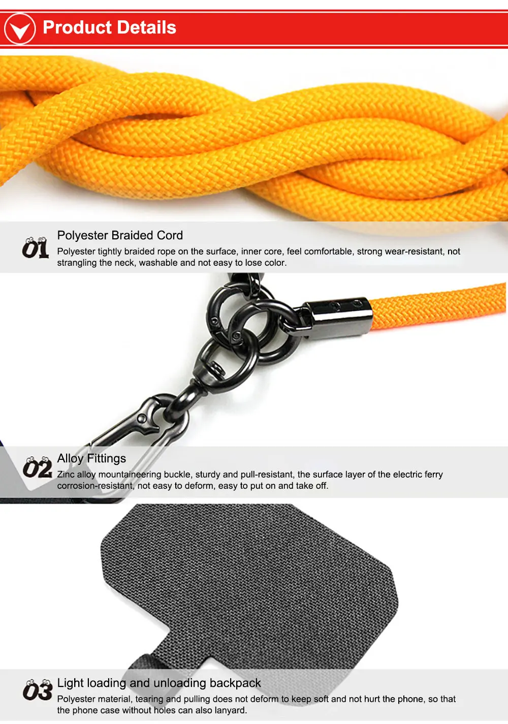 Phone Lanyard Strap Mobile Chain Rope Case Customized Adjuster Accessories Cell 2 In 1 Weave Sjs038 Laudtec factory