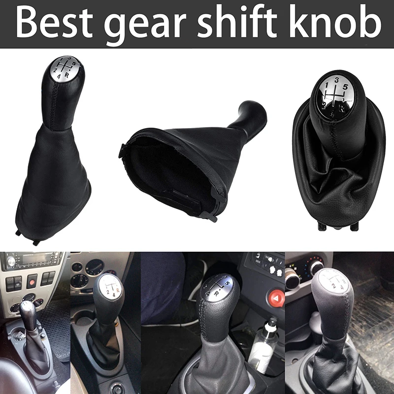 5 Speed Manual Gear Shift Knob Lever with Leather Boot Interior Accessories for Renault Clio 2 Clio 3 Megane 2 Scenic 2 Kangoo