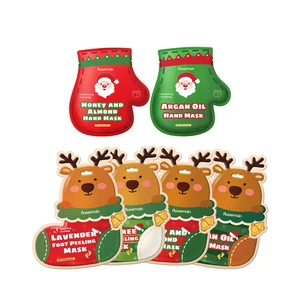 Custom Vegan Disposable Christmas Repair Hand Foot Mask Moisturizing Hand Cream Masking Gloves Exfoliating Foot Masking Peel