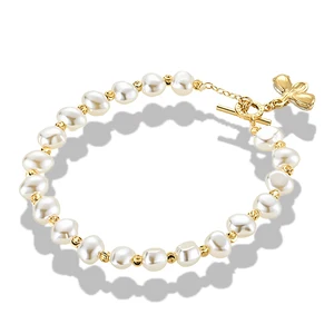 Muxcor Zircon Freshwater Pearls Gold Plated Copper Alloy Jewelry Fashion Chain & Link Bracelets Fancy Jewellery for Ladies