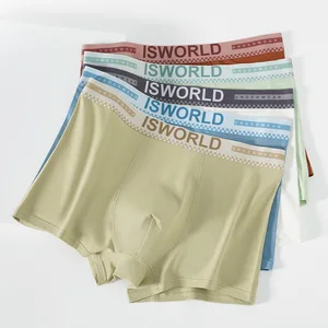 Men's Boxer Briefs Shorts Breathable Thin Knitted Underpants with Custom Logo Seamless Print Design Comfortable Underpants Trunk