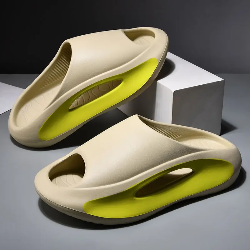 Slippers feel like stepping on feces, beach slippers, couples, casual outerwear, thick soles, trendy men's sandals