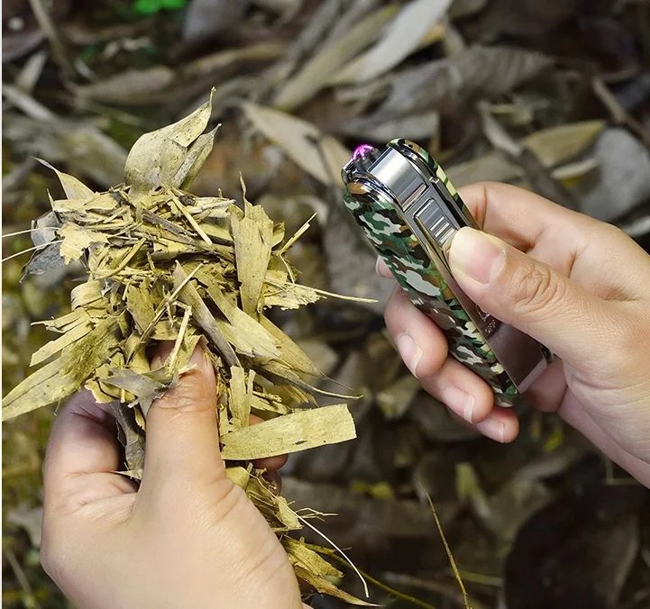 5 in 1 Multifunction Double Arc Lighter With Penknife Bear Opener Windproof Electronic USB Rechargeable Plasma Lighter