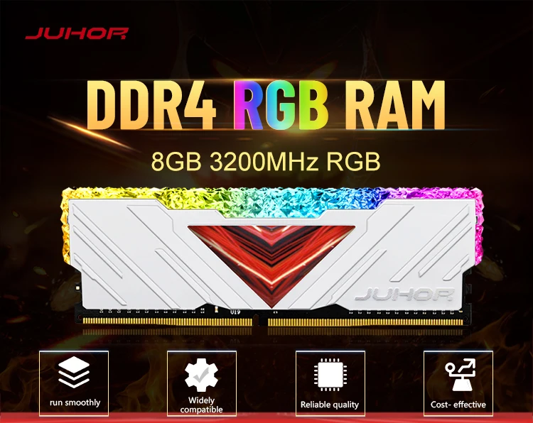 JUHOR DDR4 16GB(8GB x2枚) ARGB 白 3200MHz JUHOR RGB DDR4 16GBX2 3200MHz 8GBX2 Dual Channel Desktop Gaming