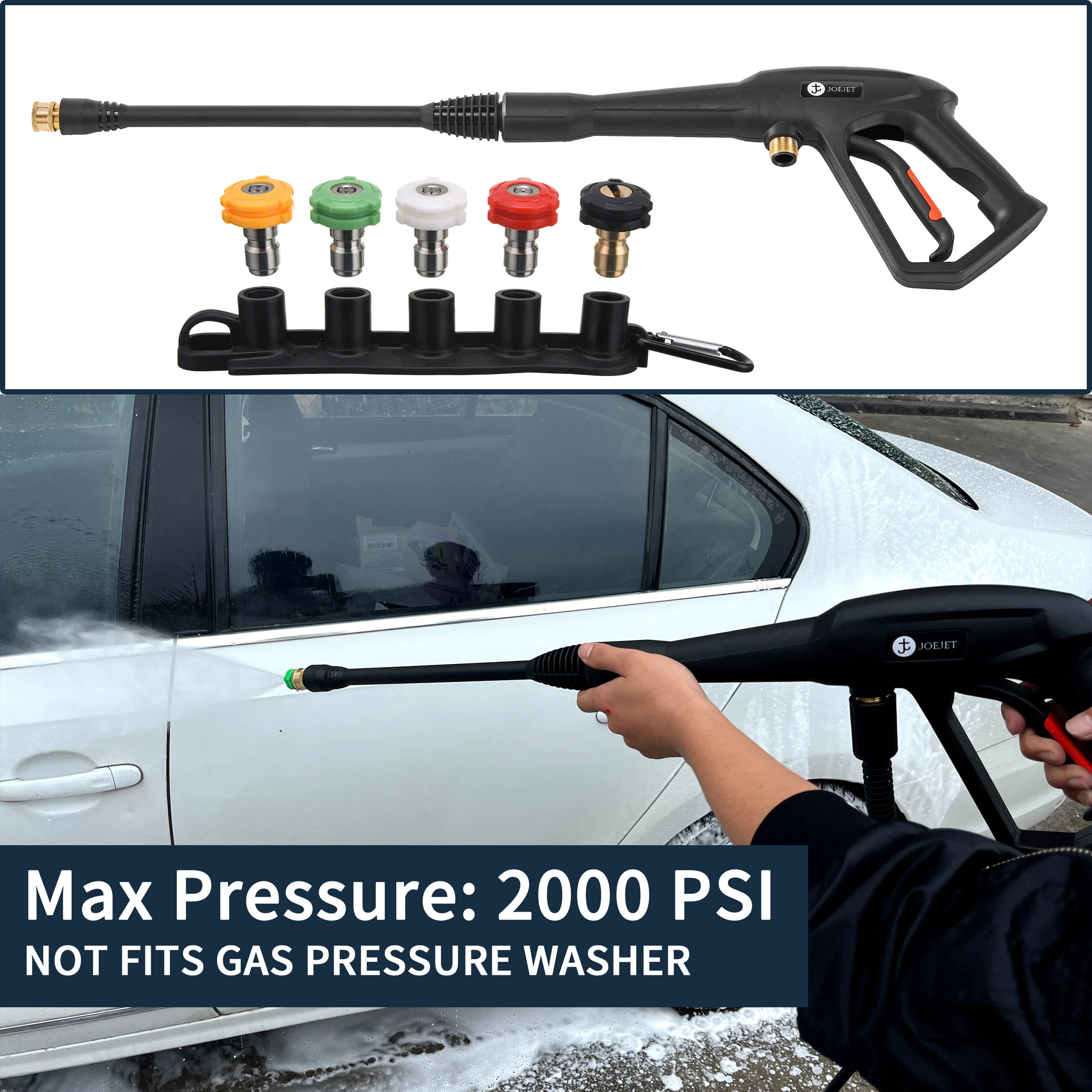 Portable High Pressure Water Gun Car Wash Spray Gun 5 Nozzles Spray Gun