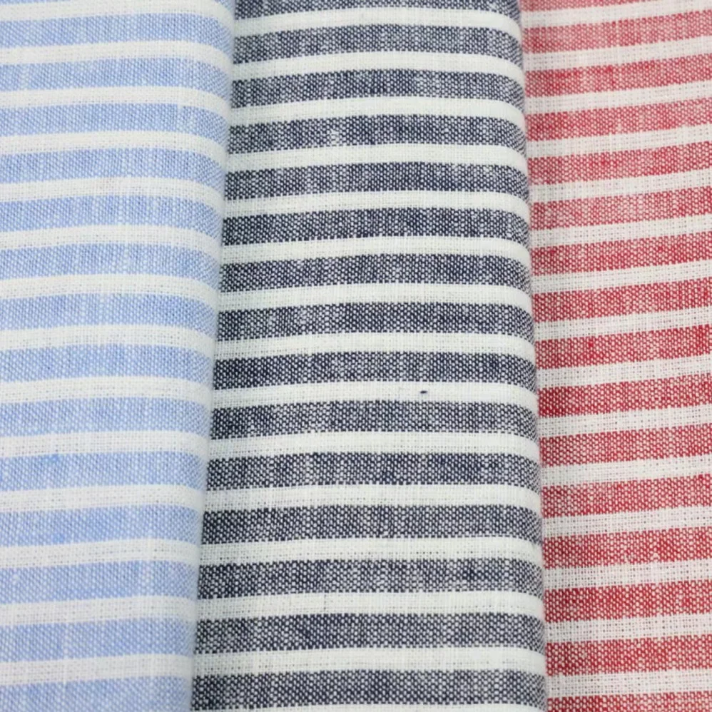 Классическая ткань в полоску из поплина европейская льняная хлопчатобумажная с окрашенным узором тканая техника для одежды мальчиков и