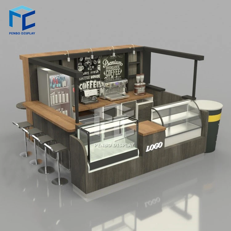 Customized Small Commercial Prefab Coffee Shop Decoration Design Display Counter Mall Cafe Kiosk Shops Furniture