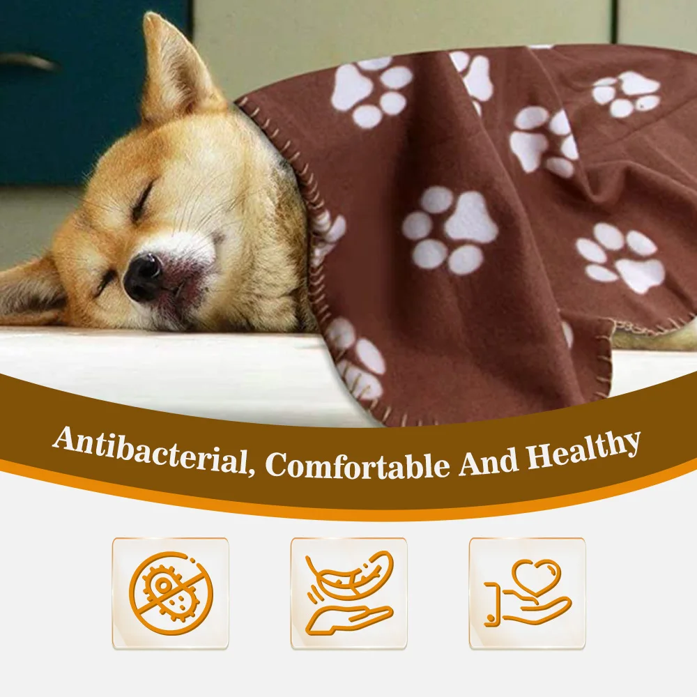 Waterproof Double Sided Fleece Blanket Warm Soft Paw Prints 100% Polye - product detail 2