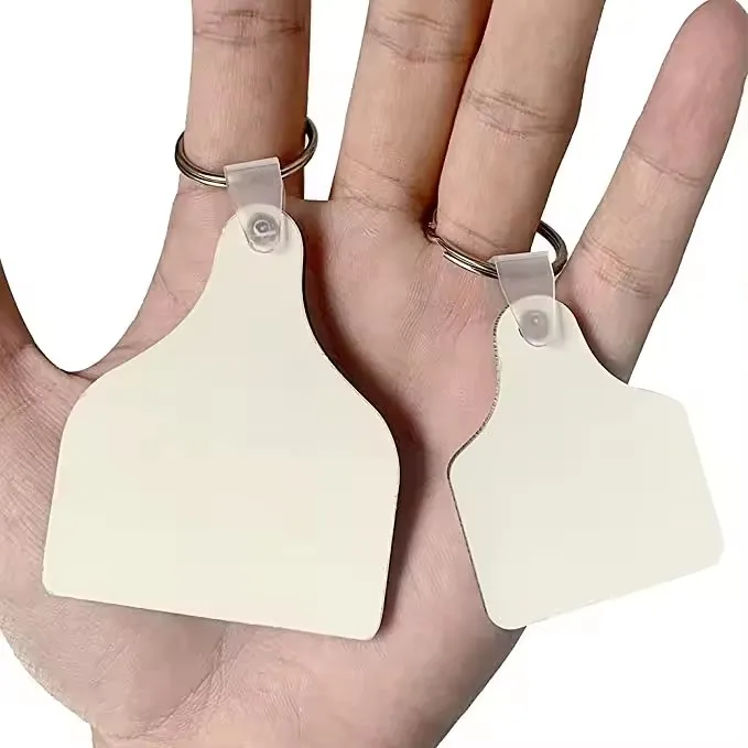 Double Sided Cow Ear Tag Sublimation Blank MDF Wood Keychains