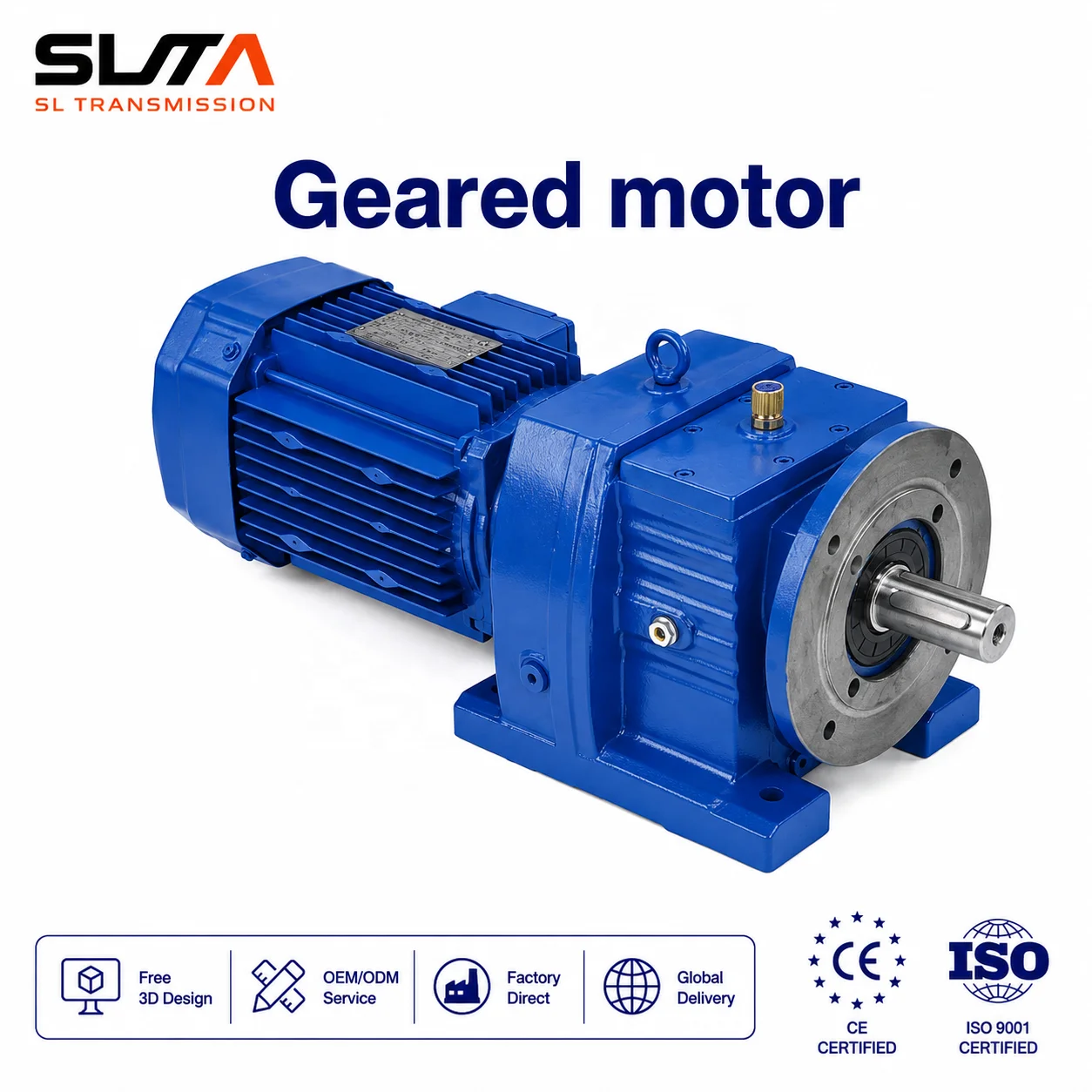 R Series 3 Stage 2.2kw Single Helical Transmission Gearbox Reduction Motor Cast Iron 50:1 Gearbox