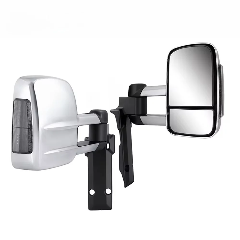 Par De Retrovisores Telescópicos De Doble Brazo Negro Para Lado Derecho Derecho Derecho E Izquierdo (lado Del Conductor) Izquierdo Para Ford E350 E450 2009-2016 Super Duty Para Ford E150 E250