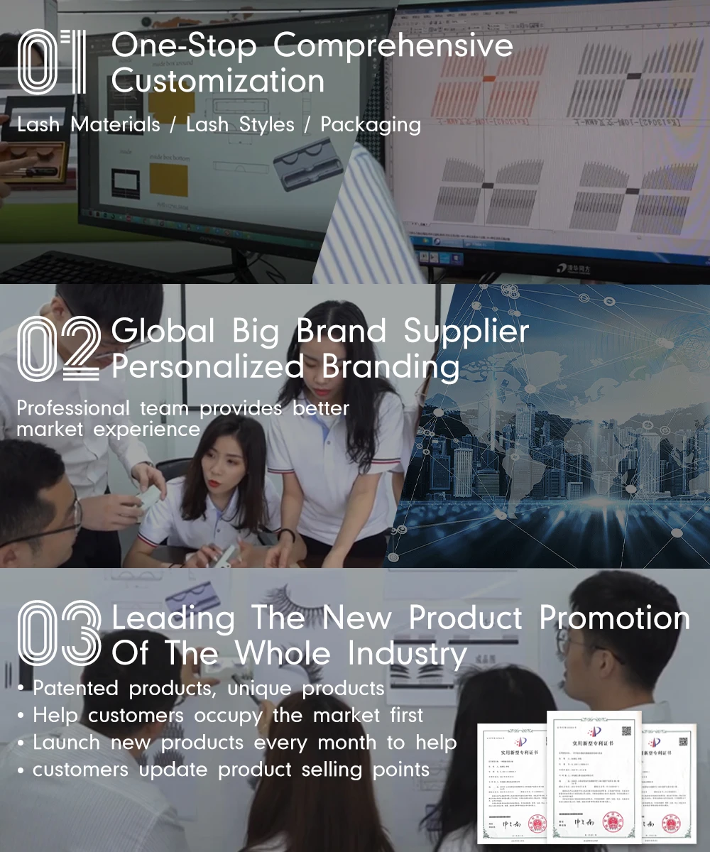 Wholesale Faux Mink Eyelashes - Custom Triangle Fiber Wispy Clear Band ...