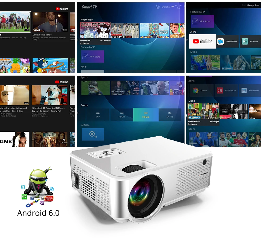 Competitive Price Cheerlux C9A 720p Android Wifi Smart Projector Lcd Led Beamer Connected Tv for Home Use
