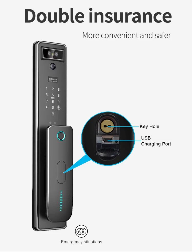 Tuya APP 3D Face Recognition Smart Door Lock - Secure & Convenient