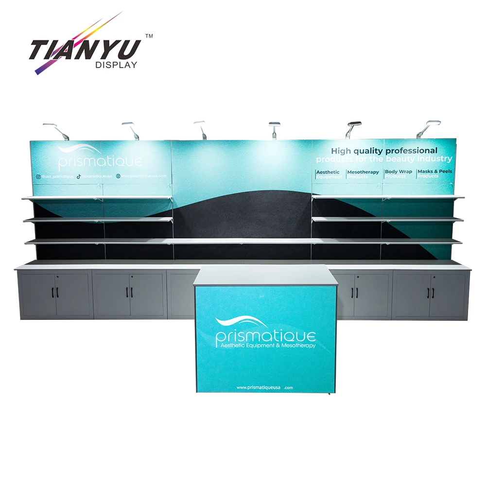 Tianyu Aluminium Profile Big Trade Show Exhibition Booths Portable Folding Modular Exhibition Booth Shelf Display Stand