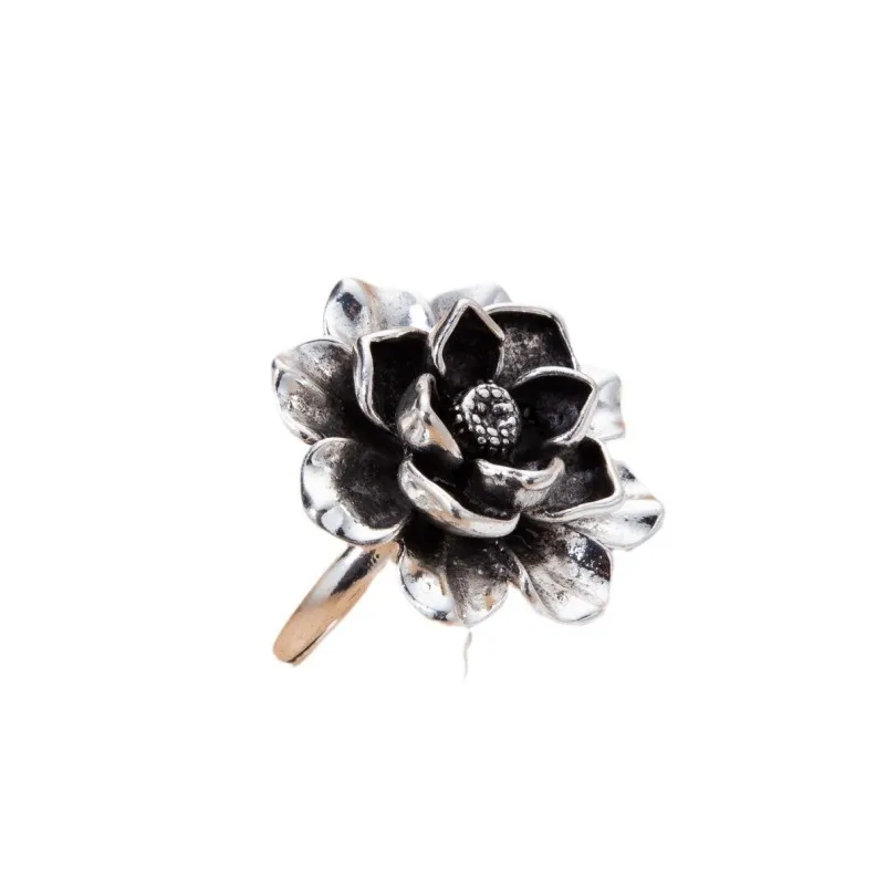 Fashion Vintage Customize Versatile Accessory 14k Solid Rose Gold Flower Adjustable Opening Ring for Women