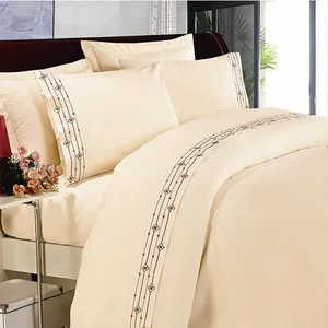 100% Polyester Solid Color Bedding Set Queen Size Bed Linen Sheet Set