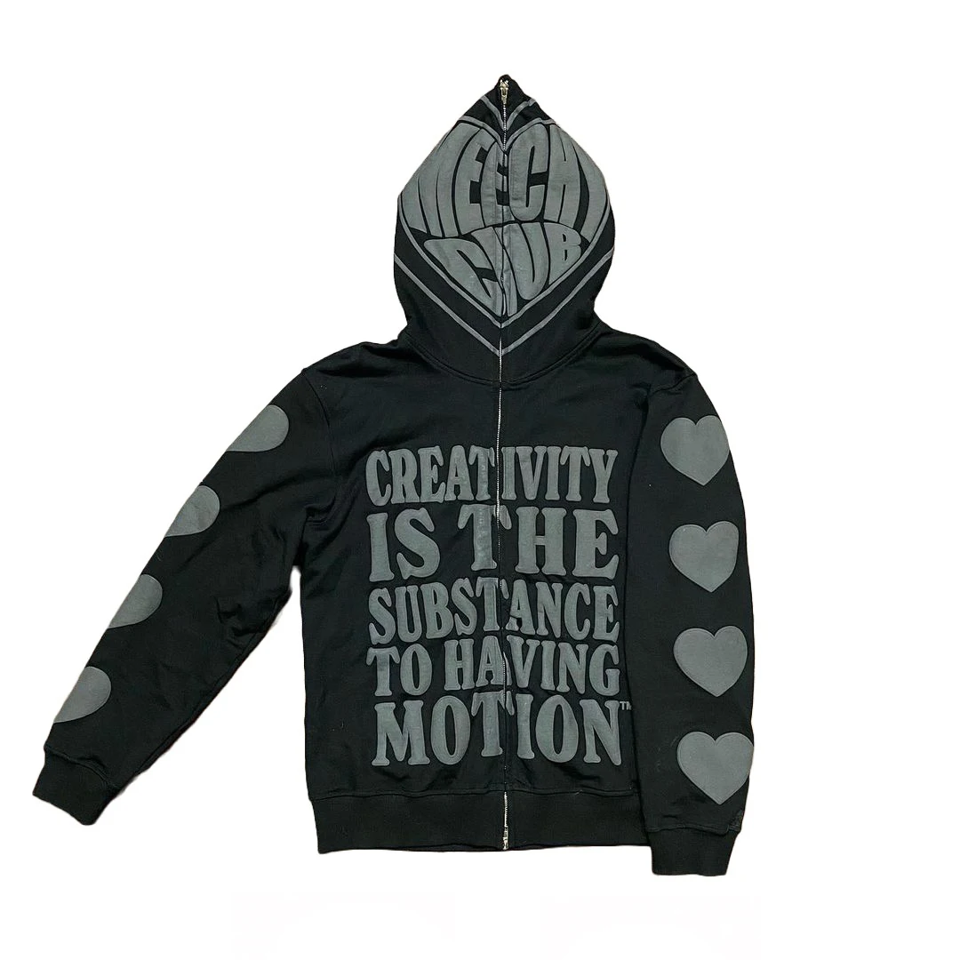 Custom Wholesale High Quality Manufacturer Thick Puffy Foam Print for Men Cotton With 3D Logo Full Face Zip Hoodie Puff Printing