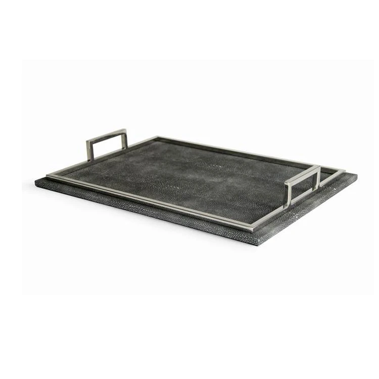 Faux leather serving tray