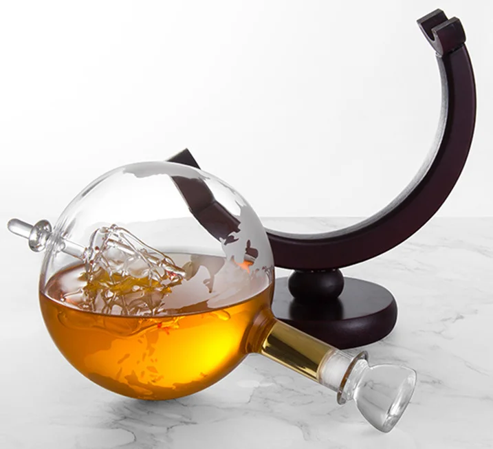 850ml Unique Globe Liquor Decanter Fancy Glass Wine Whiskey Decanter