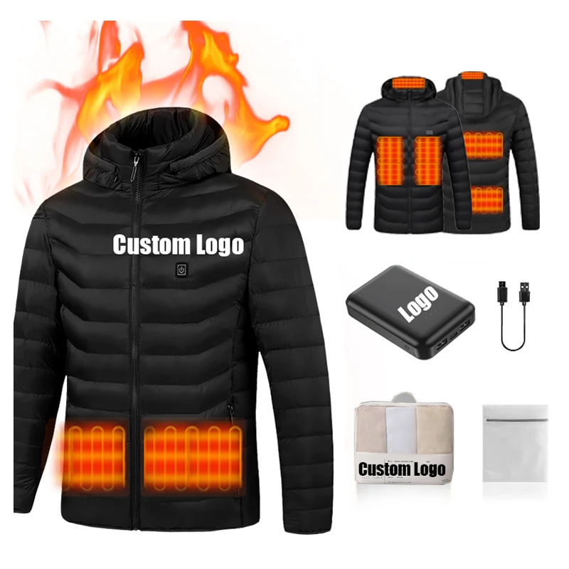 Custom Logo Winter Puffer Heated Long Jacket With Battery Pack Self ...