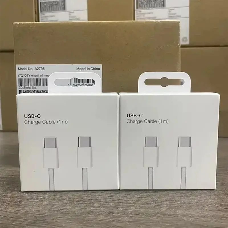 Free Sample Braided Type-C to Type-C Cable 1M 2M USB-C to USB-C Cable for IPhone15 Charger Data Cables for iPad Macbook