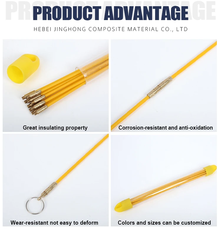 Electrical Fiberglass Conduit Ducting Rodder Smooth Surface Wire Cable