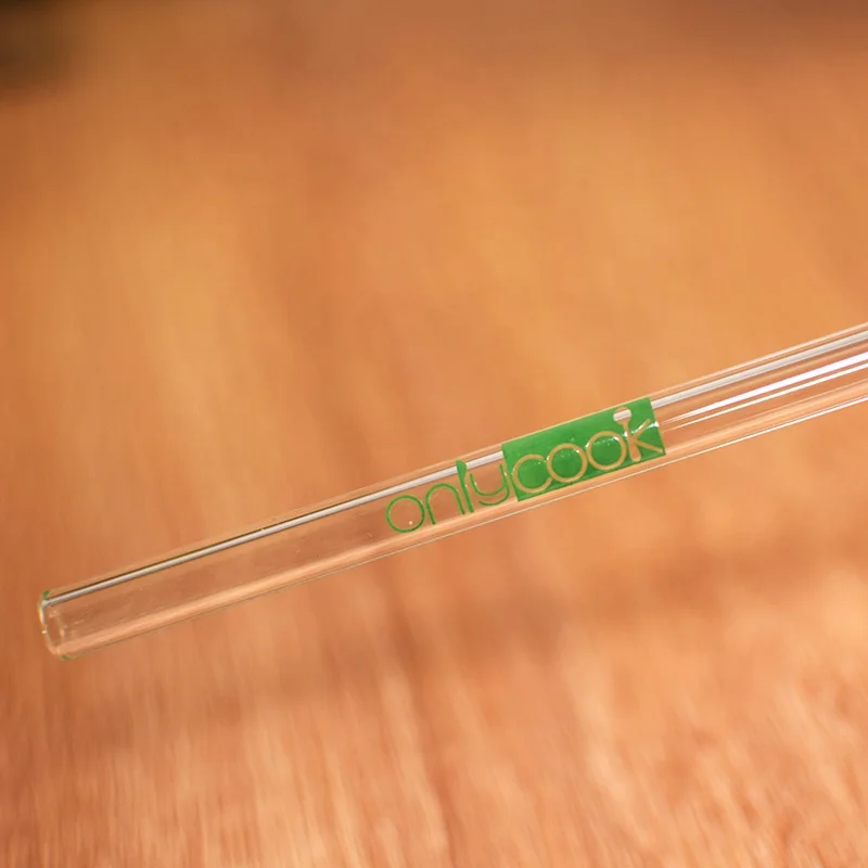 Customized borosilicate glass straw with printing logo and pattern