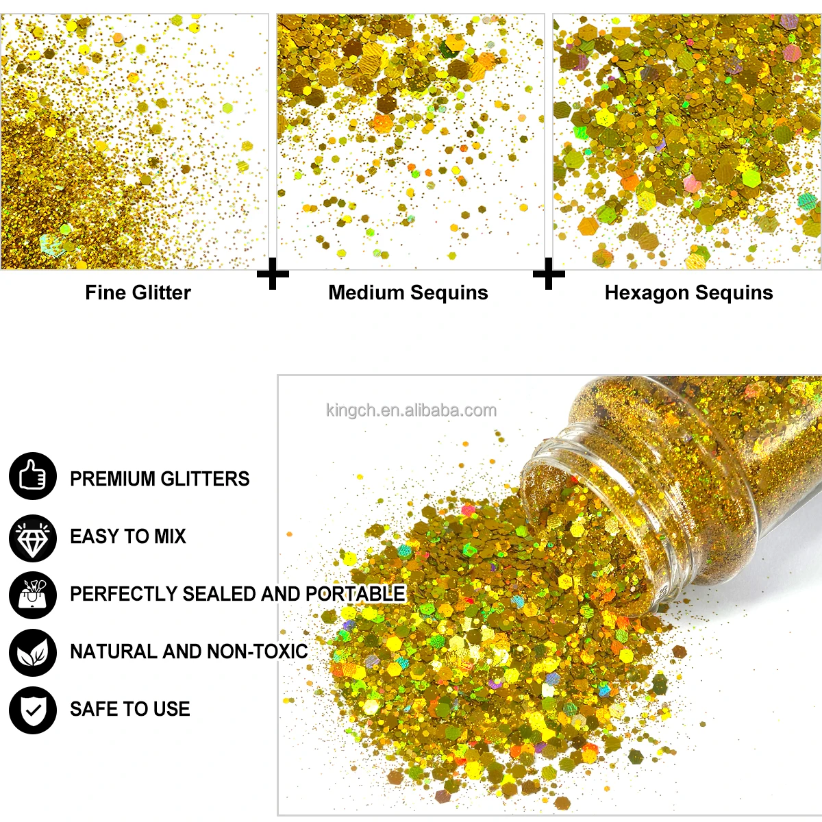 product holographic chunky glitter set 24 colors craft glitter for resin crafts tumblers nails body christmas halloween sequins flakes-6
