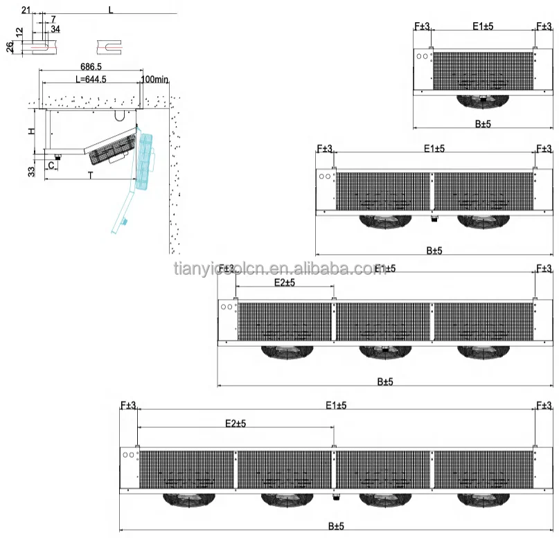Series Room Cooling Evaporator, TEF, 300mm - detail 6