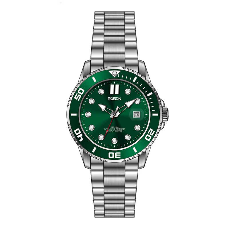 ROSDN Automatic Dive Watch 200M Diving Watch 20 ATM Custom Diving Watch  Calendar Wristwatch