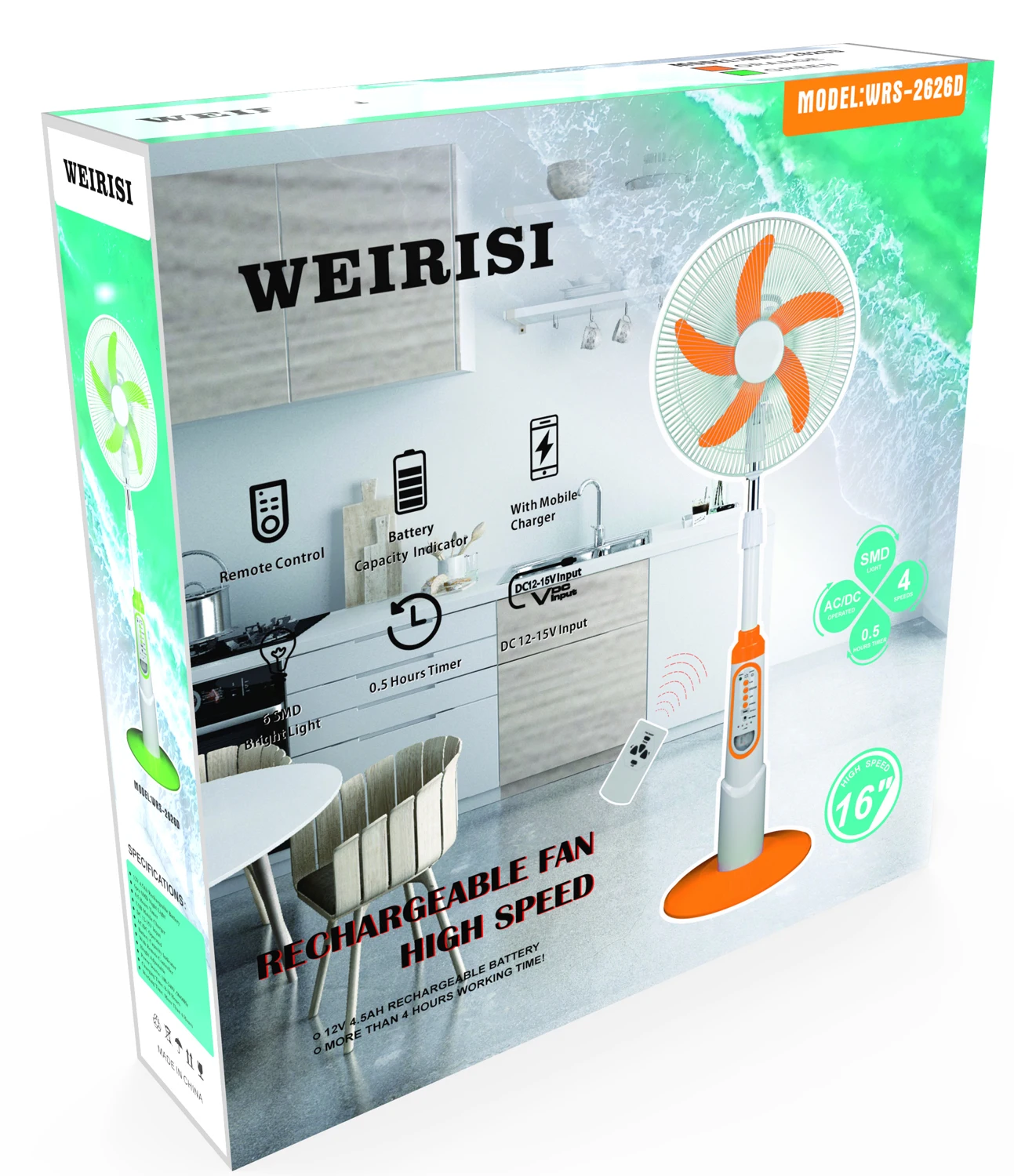 Ac/dc Table Fan With Led Light Wrs-2922 - Buy Ac Dc Electric Table Fan ...