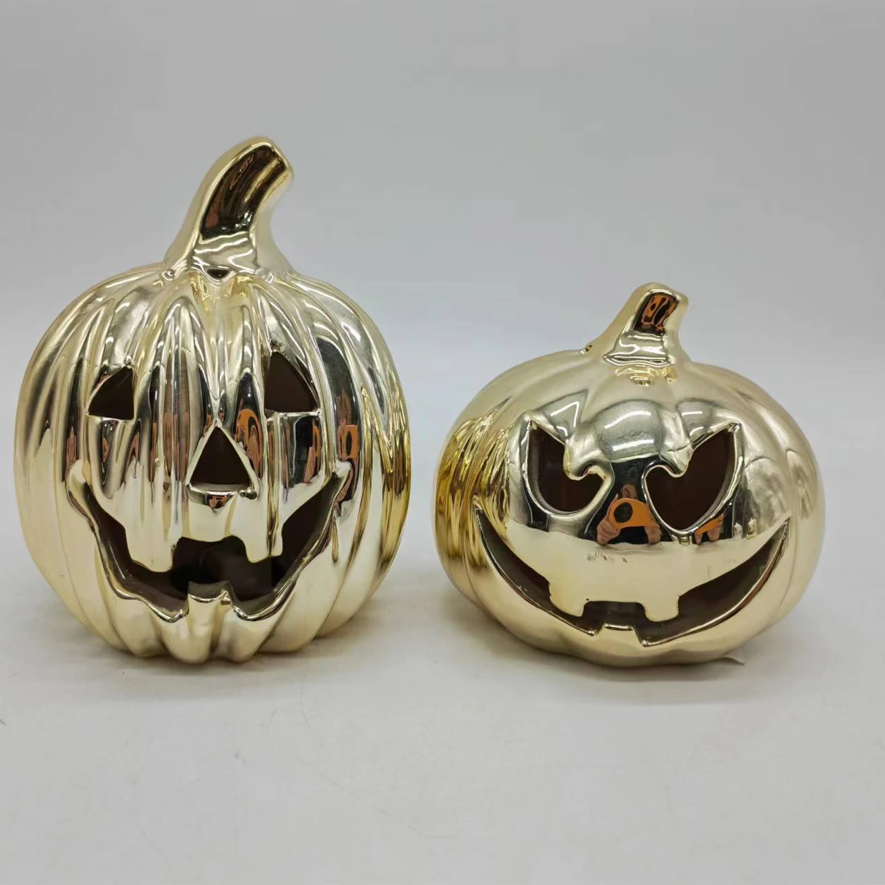 Handmade personalized pure halloween large pumpkin light fixture ceramic decoration light up christmas ornaments