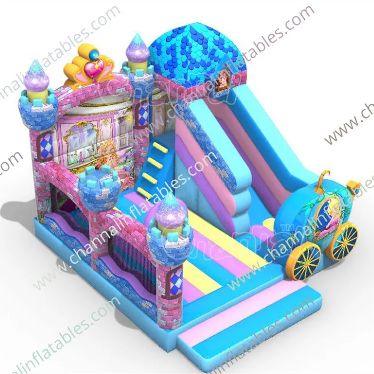 Commercial Outdoor Bounce House Princess Carriage Castle