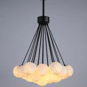 ECOJAS Spain's Stylish Lighting Modern Design Alabaster Ball Chandelier for Villa Hotel Decor Includes Project Installation
