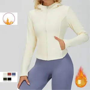 Sweatshirt Custom Logo Waistband Customizable Pockets Sportswear Y2K Fashion Add Velvet Workout Women'S Winter Coat